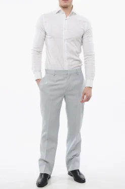 New Pantaloni Chino in Lana Vergine con Zip alla Caviglia Uomo Pantaloni