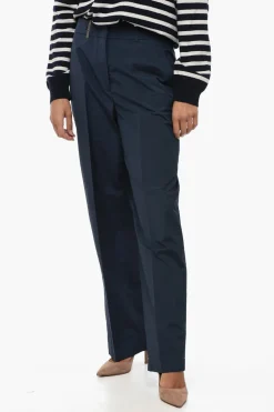 Outlet Pantaloni Chino in Misto Cotone con Abbottonatura a Scomparsa Donna Pantaloni