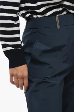 Outlet Pantaloni Chino in Misto Cotone con Abbottonatura a Scomparsa Donna Pantaloni