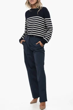 Outlet Pantaloni Chino in Misto Cotone con Abbottonatura a Scomparsa Donna Pantaloni
