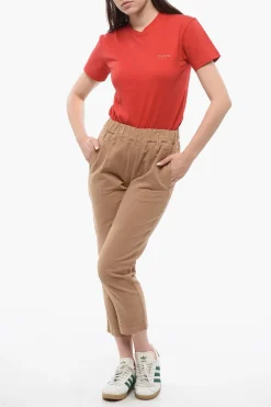 Pantaloni Chino in Misto Lino con Elastico in Vita></noscript>Woolrich New