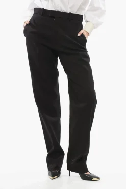 Online Pantaloni Chino in Misto Cotone con Textur Donna Pantaloni