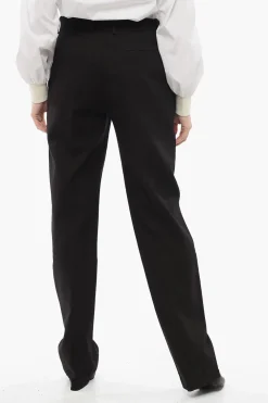 Online Pantaloni Chino in Misto Cotone con Textur Donna Pantaloni
