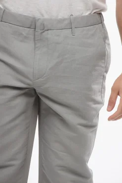 Sale Pantaloni Chino in Misto Lino con Passanti Uomo Pantaloni