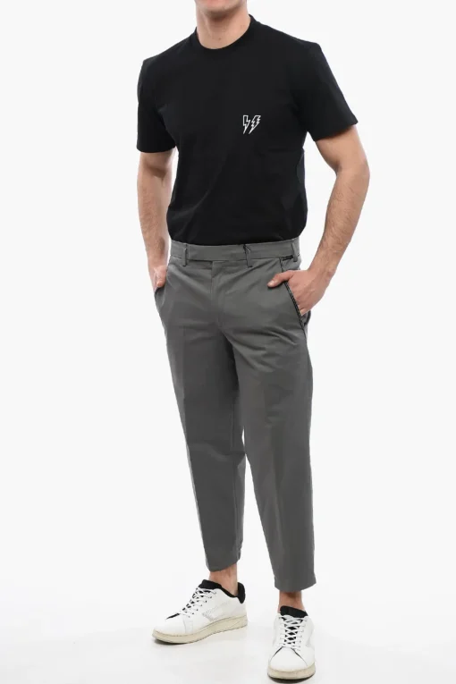 Pantaloni Chino in Misto Cotone con Elastico alla Caviglia>Neil Barrett Online