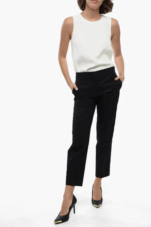 Pantaloni Chino in Puro Cotone con Chiusura a Scomparsa>Jil Sander Discount