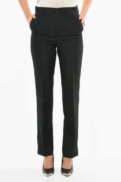 Fashion Pantaloni Chino in Tinta Unita con Passanti Donna Pantaloni