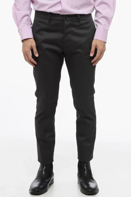 Best Pantaloni Chino in Twill di Cotone con Tasca Ad Aletta Uomo Pantaloni