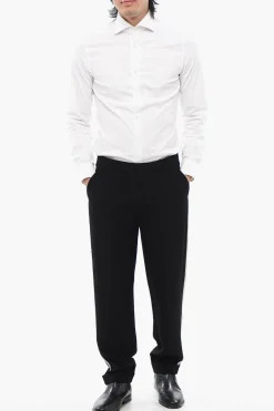 Pantaloni Chino in Viscosa con Bande Laterali in Cristalli></noscript>Balmain Hot