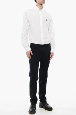 Sale Pantaloni Chino LEADER in Cotone Stretch con Passanti Uomo Pantaloni