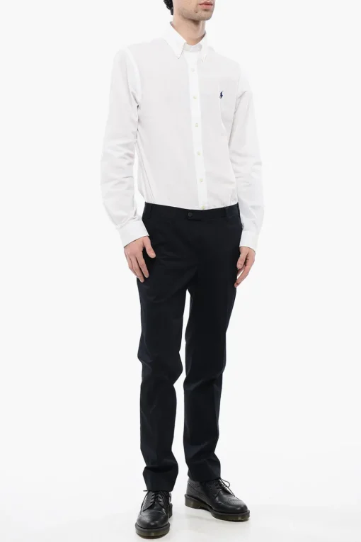 Sale Pantaloni Chino LEADER in Cotone Stretch con Passanti Uomo Pantaloni