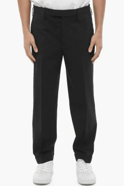 New Pantaloni Chino Slim Fit in Tinta Unita con Caviglia Regolabile Uomo Pantaloni