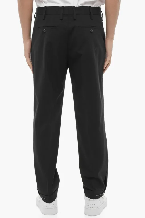 New Pantaloni Chino Slim Fit in Tinta Unita con Caviglia Regolabile Uomo Pantaloni