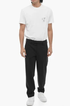 New Pantaloni Chino Slim Fit in Tinta Unita con Caviglia Regolabile Uomo Pantaloni