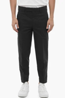 Online Pantaloni Chino Slim Fit in Tinta Unita con Caviglia Regolabile Uomo Pantaloni