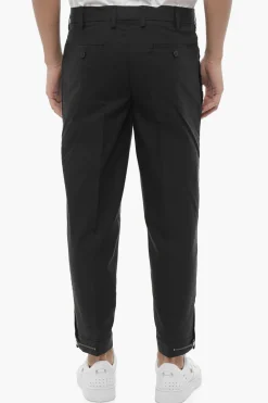 Online Pantaloni Chino Slim Fit in Tinta Unita con Caviglia Regolabile Uomo Pantaloni