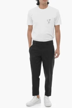Online Pantaloni Chino Slim Fit in Tinta Unita con Caviglia Regolabile Uomo Pantaloni