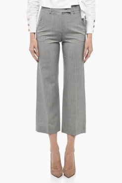 Discount Pantaloni Chino Straight Fit in Lana Vergine Donna Pantaloni