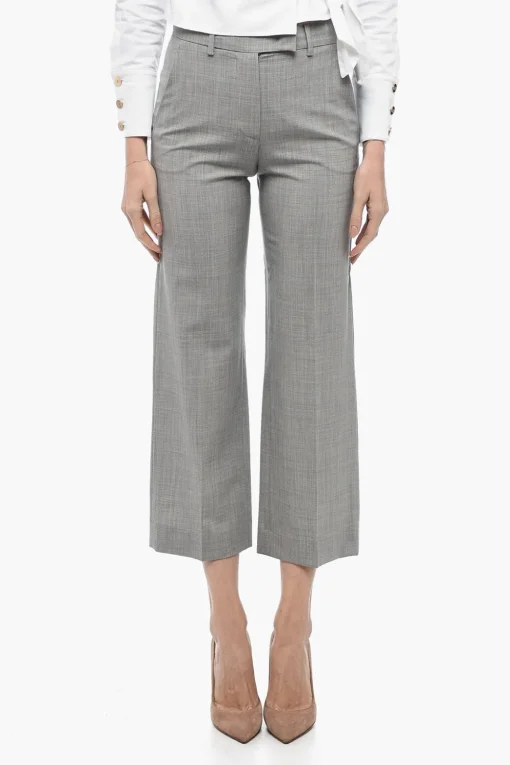 Discount Pantaloni Chino Straight Fit in Lana Vergine Donna Pantaloni