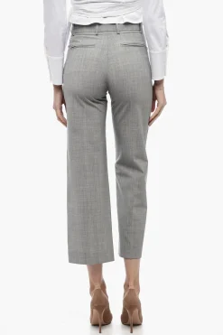 Discount Pantaloni Chino Straight Fit in Lana Vergine Donna Pantaloni
