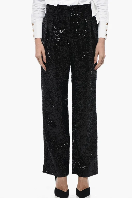 Online Pantaloni CLYDE a Gamba Ampia con Paillettes Donna Pantaloni