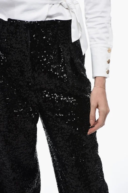 Online Pantaloni CLYDE a Gamba Ampia con Paillettes Donna Pantaloni
