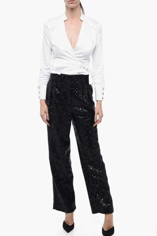 Online Pantaloni CLYDE a Gamba Ampia con Paillettes Donna Pantaloni