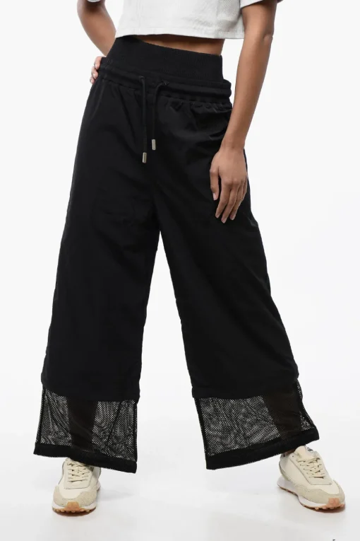 Outlet Pantaloni CRISPY in Nylon a Gamba Ampia con Polsini Removibili Donna Pantaloni