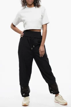 Outlet Pantaloni CRISPY in Nylon a Gamba Ampia con Polsini Removibili Donna Pantaloni