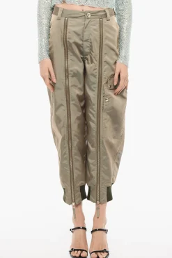 Outlet Pantaloni Crop a Gamba Dritta con Dettagli Zip Donna Pantaloni