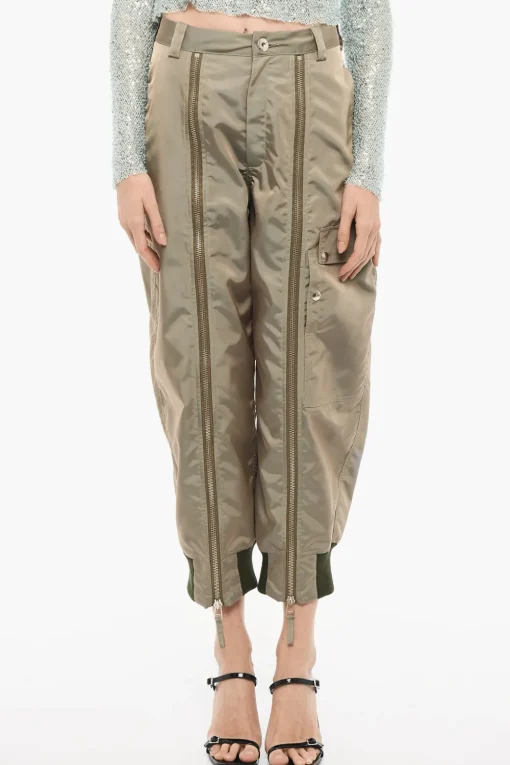 Outlet Pantaloni Crop a Gamba Dritta con Dettagli Zip Donna Pantaloni