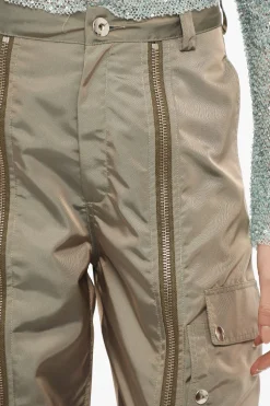 Outlet Pantaloni Crop a Gamba Dritta con Dettagli Zip Donna Pantaloni
