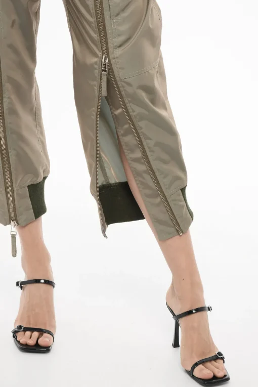 Outlet Pantaloni Crop a Gamba Dritta con Dettagli Zip Donna Pantaloni
