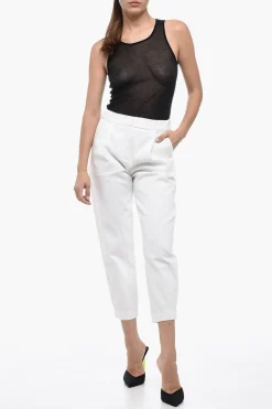 New Pantaloni Crop con Pince Donna Pantaloni