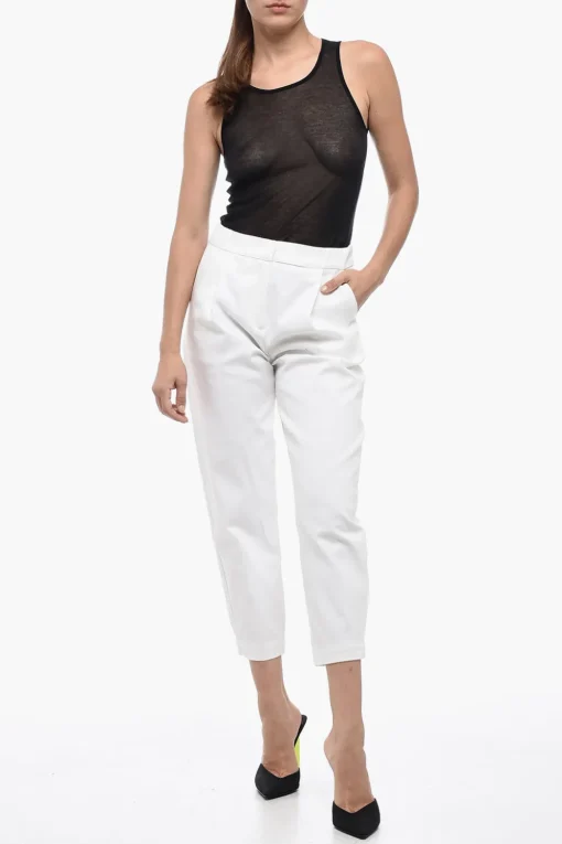 New Pantaloni Crop con Pince Donna Pantaloni