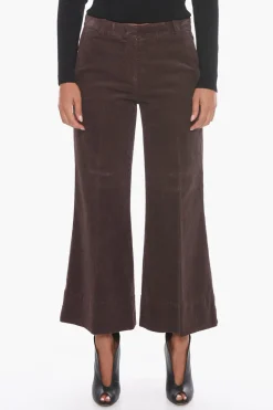 Pantaloni Crop in Corduroy con Gamba Svasata>QL2 Sale