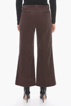 Pantaloni Crop in Corduroy con Gamba Svasata>QL2 Sale