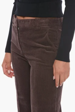 Pantaloni Crop in Corduroy con Gamba Svasata></noscript>QL2 Sale