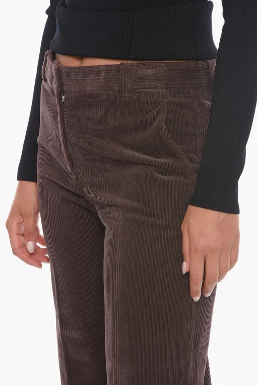 Pantaloni Crop in Corduroy con Gamba Svasata>QL2 Sale