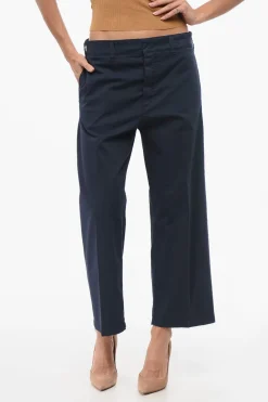 Hot Pantaloni Crop in Cotone Stretch con Passanti Donna Pantaloni