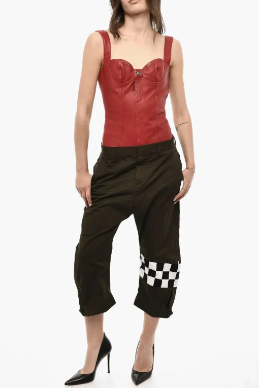 Pantaloni Crop in Cotone e Lana Vergine>Dsquared2 Clearance