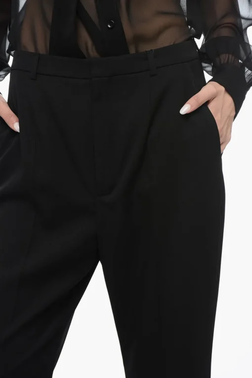 Outlet Pantaloni Crop in Lana Donna Pantaloni