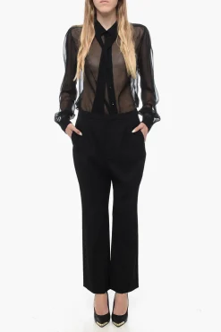 Outlet Pantaloni Crop in Lana Donna Pantaloni