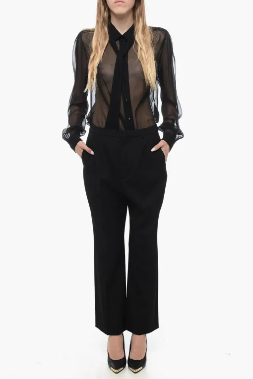 Outlet Pantaloni Crop in Lana Donna Pantaloni