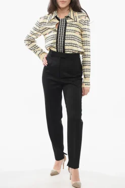 Clearance Pantaloni Crop in Lana Donna Pantaloni