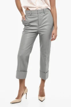 Best Pantaloni Crop In Pelle Foderati Donna Pantaloni