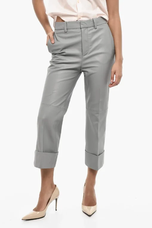 Best Pantaloni Crop In Pelle Foderati Donna Pantaloni