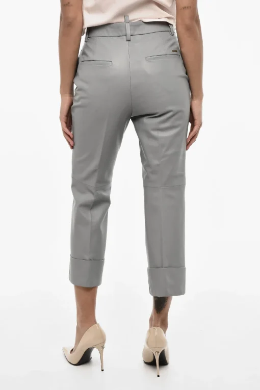 Best Pantaloni Crop In Pelle Foderati Donna Pantaloni