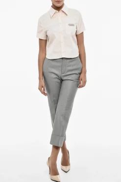 Best Pantaloni Crop In Pelle Foderati Donna Pantaloni