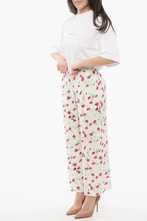 Pantaloni Crop in Satin con Coulisse>Marni Best